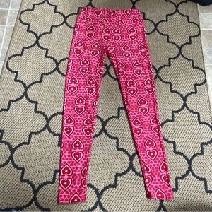 Womens LuLaRoe Leggings OS One Size Hearts Pink Red Love Casual Stretch EUC